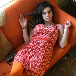 Danny and Nicole Orange and White Cotton Dress